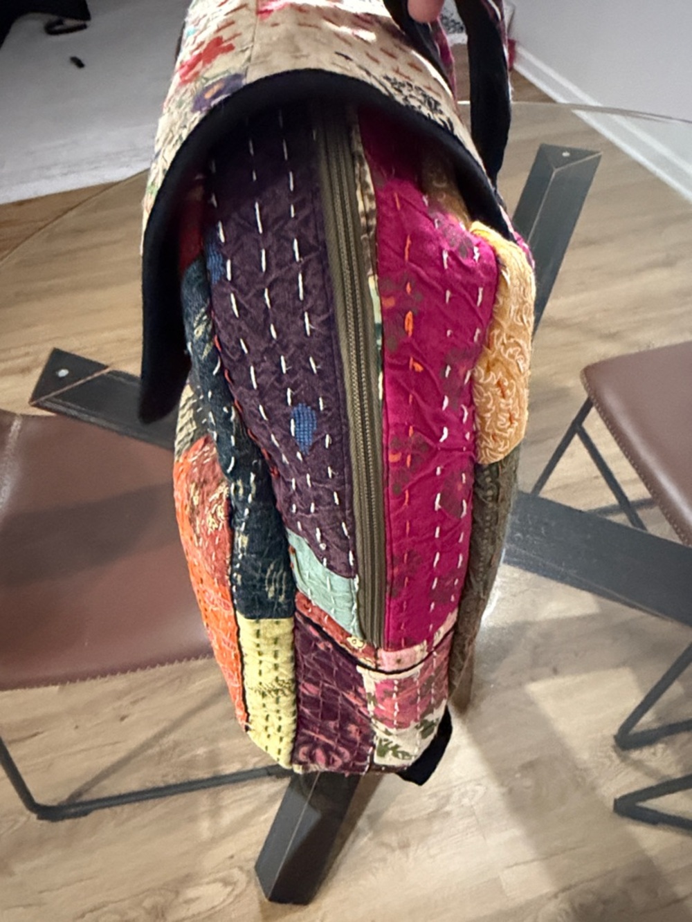 Patchwork Quilted Floral Multi-Color Women’s Backpack - Picture 4 of 7